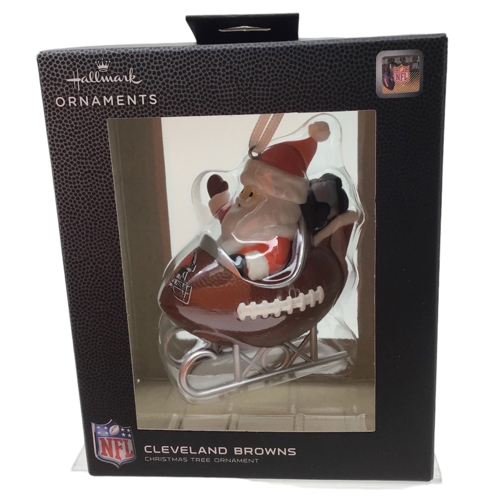 Hallmark NFL “Cleveland Browns” Santa’s Football Sled Christmas Ornament (NWT) - Picture 7 of 13
